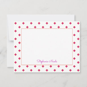 Simple Pink Orange Diamond Polka Dot Personalized Note Card