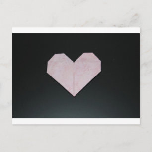 simple pink origami heart postcard
