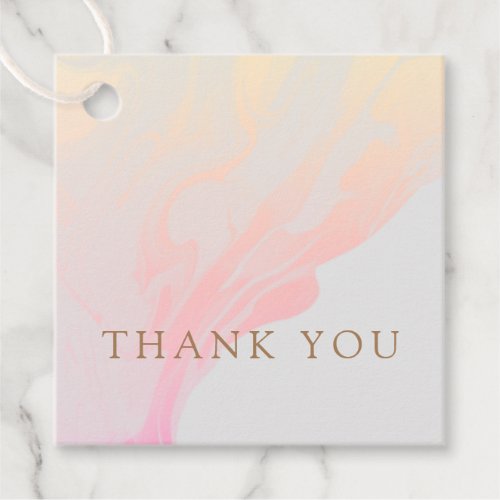 Simple Pink Peach Gradient Marble Gray Thank You Favor Tags