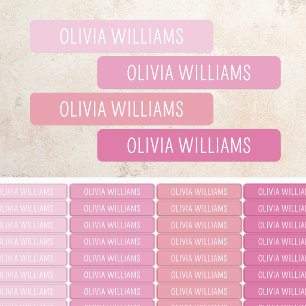 Simple Pink Personalized Name Kids' Labels