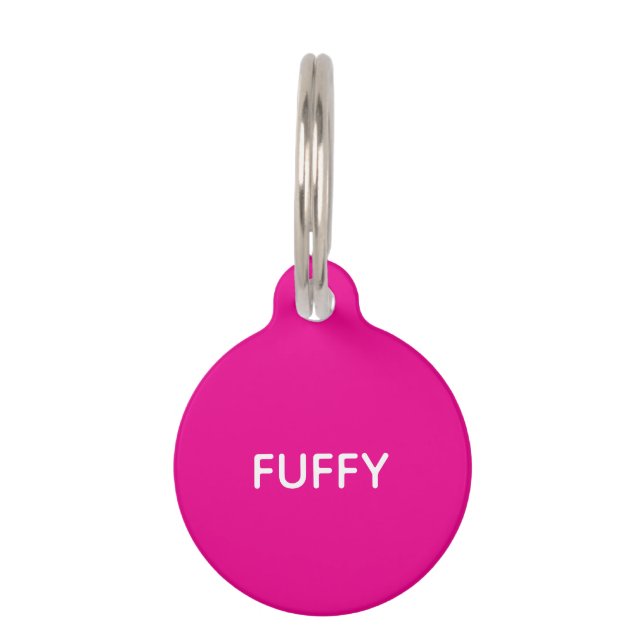 Simple Pink Pet Name ID Tag (Front)