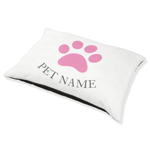 Simple Pink Pet Paw with Name Pet Bed