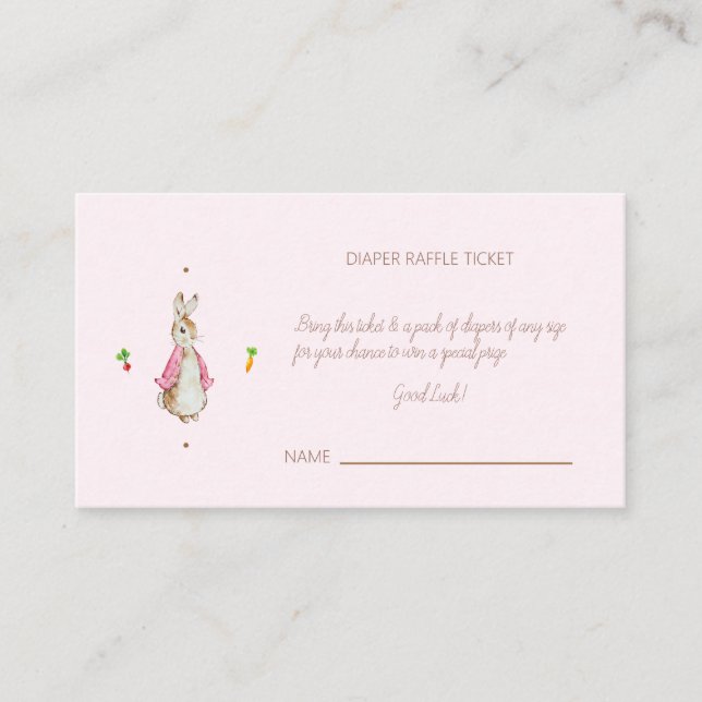 Simple Pink Peter the Rabbit Enclosure Card (Front)