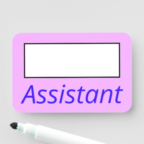 Simple Pink Plain Assistant Name Tag