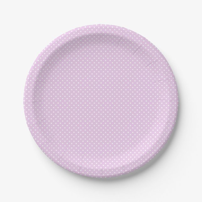 Simple Pink Polka Dot Girl Paper Plates (Front)