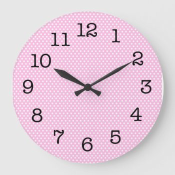 Simple Pink Polka Dot Wall Clock by koncepts at Zazzle
