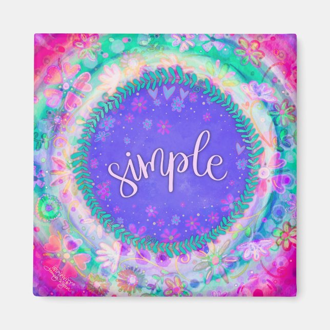 Simple Pink Pretty Floral Colorful Inspirivity Magnet (Front)