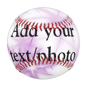 Simple pink purple glitter sparkle add name text t baseball