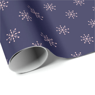 Simple Pink & Purple Snowflakes Pattern Wrapping Paper