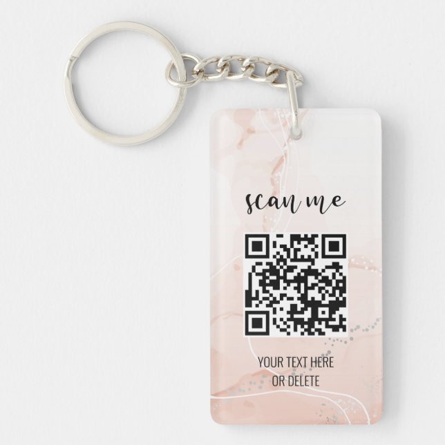 Simple Pink QR Code Professional Business Logo Keychain (Front)
