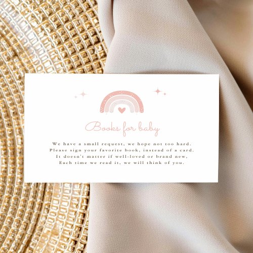Simple Pink Rainbow Boho Baby Shower Book Request  Enclosure Card