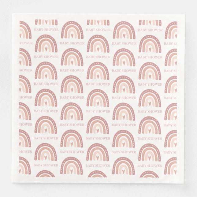 Simple Pink Rainbow Pattern Baby Shower Dinner Paper Dinner Napkins (Front)