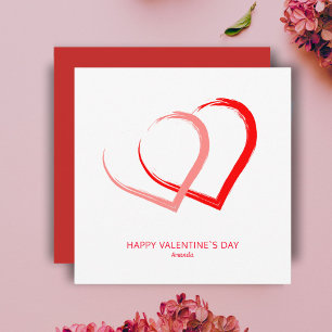 Simple Pink Red Hearts Valentine`s day Modern Holiday Card