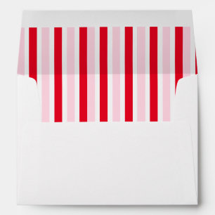 Simple Pink Red Stripes Christmas Return Address Envelope