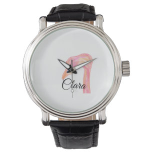 Simple pink red swan face watercolor animal custom watch