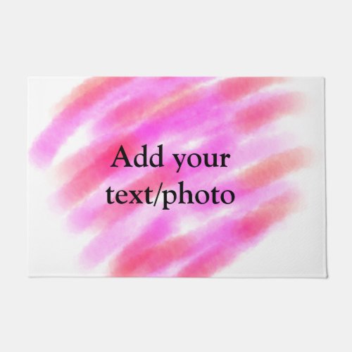 Simple pink red watercolor custom add name text  t doormat