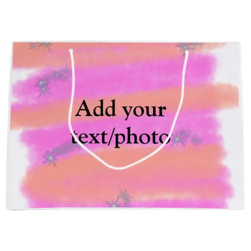 Simple pink red watercolor custom add name text  t large gift bag