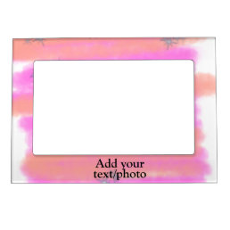 Simple pink red watercolor custom add name text  t magnetic frame