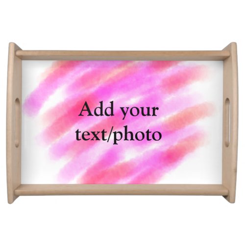 Simple pink red watercolor custom add name text  t serving tray