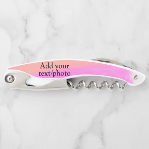 Simple pink red watercolor custom add name text  t waiters corkscrew