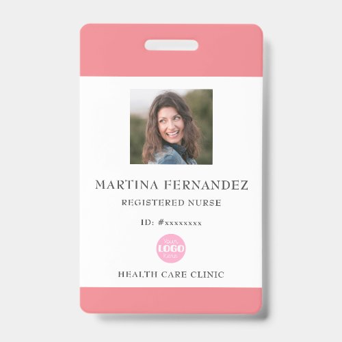Simple Pink Registered Nurse Photo Id Badge