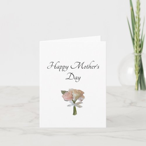 Simple Pink Roses Elegant Mothers Day   Card