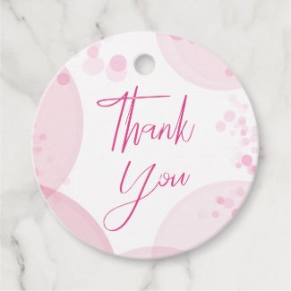 Simple Pink Script and Bokeh White Thank You Favor Tags