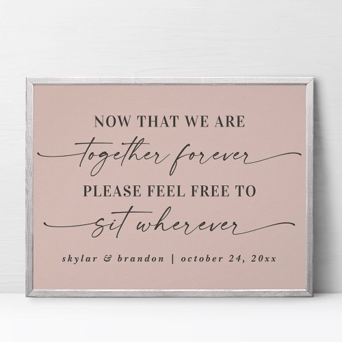 Simple Pink Script Seating Wedding Ceremony Sign