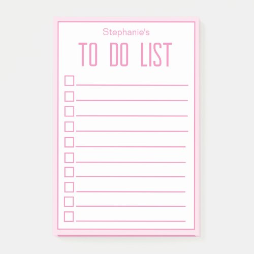 Simple Pink Script Your Name To Do Post_it Notes