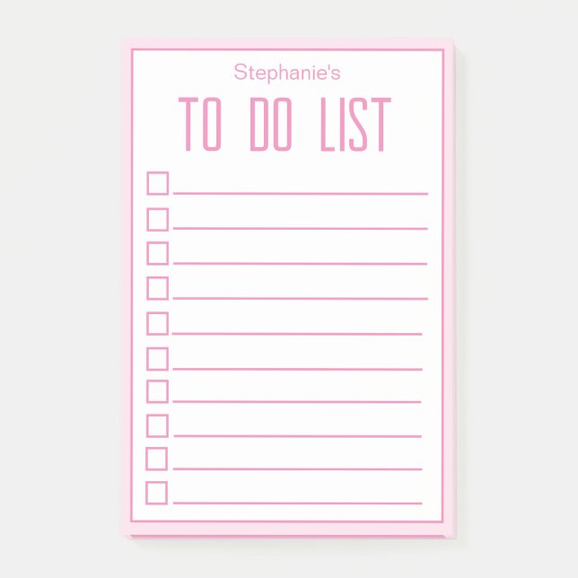 Simple Pink Script Your Name To Do Post-it Notes (Front)