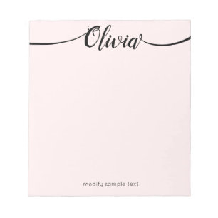 Simple pink Signature Script Calligraphy Notepad