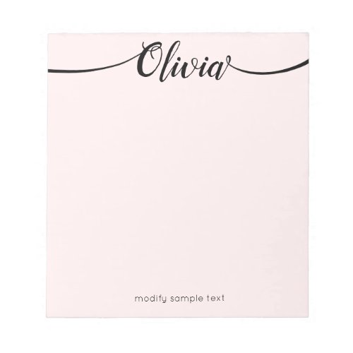 Simple pink  Signature  Script Calligraphy Notepad