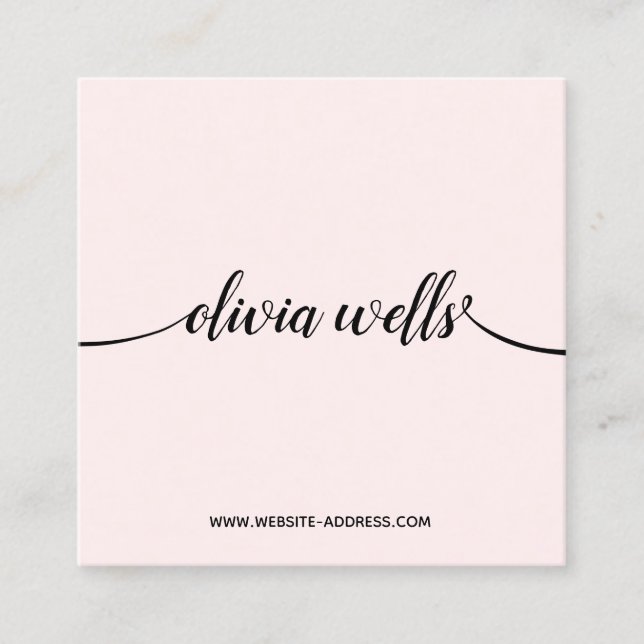 Simple Pink  Signature  Script Square Business Car Square Business Card (Front)