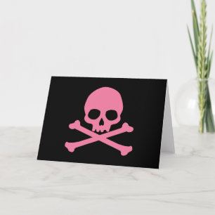 Simple Pink Skull and Crossbones Card