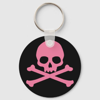 SImple Pink Skull and Crossbones Keychain