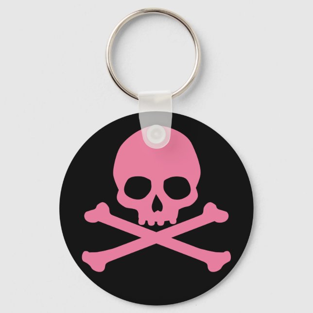 SImple Pink Skull and Crossbones Keychain (Front)