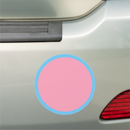 Simple Pink  Sky Blue Border Blank Template Round Car Magnet