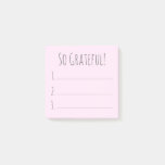 Simple Pink So Grateful Typography Gratitude List Post-it Notes