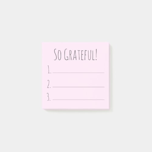 Simple Pink So Grateful Typography Gratitude List Post-it Notes