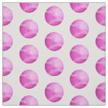 simple pink softballs pattern on gray sports fabric