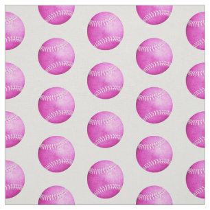 simple pink softballs pattern on gray sports fabric