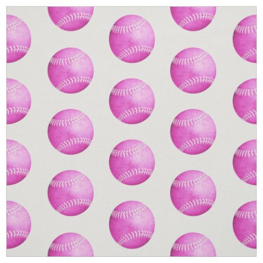 simple pink softballs pattern on gray sports fabric