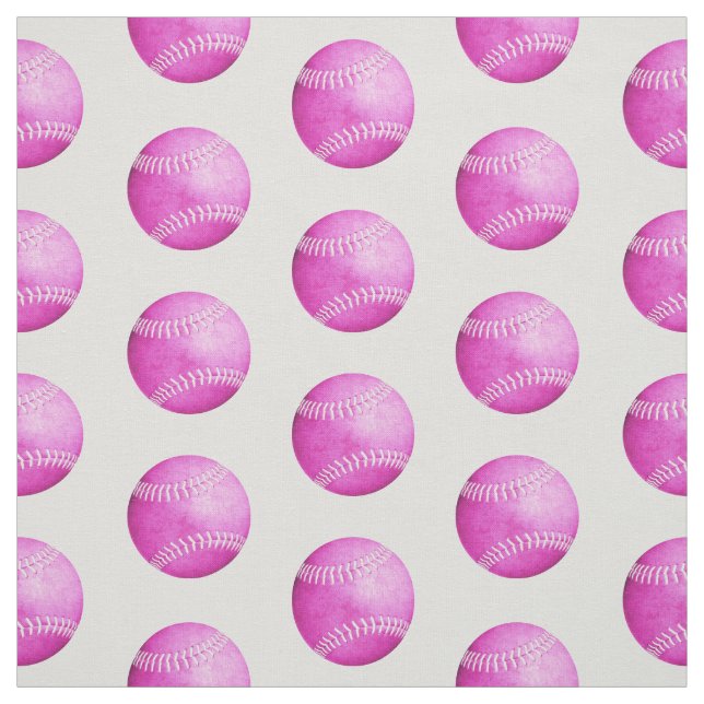 simple pink softballs pattern on gray sports fabric (Swatch)