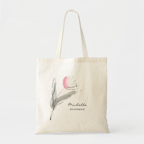 Simple Pink Spring Tulip Wedding Party Tote Bag