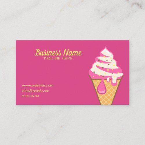 Simple Pink Sprinkles Ice Cream Cone Frosting Business Card