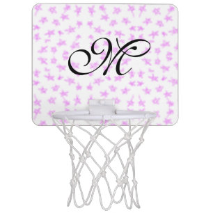 simple pink stars watercolor add name monogram min mini basketball hoop