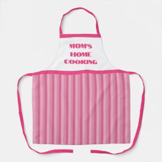 Simple Pink Stripe Mom's Home Cooking Apron