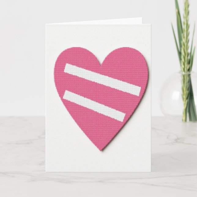 Simple Pink Striped Heart Card (Front)
