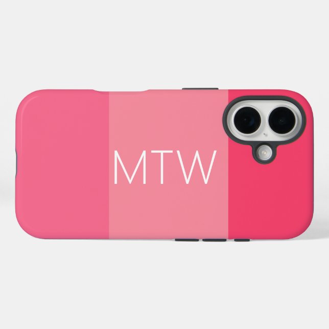 Simple Pink Stripes White Monogram Case-Mate iPhone Case (Back (Horizontal))