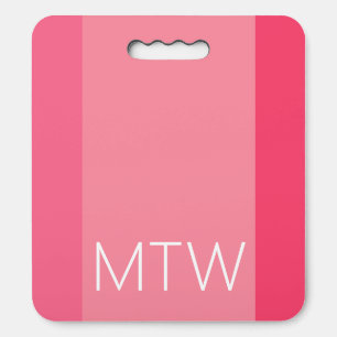 Simple Pink Stripes White Monogram Kneeling Pad